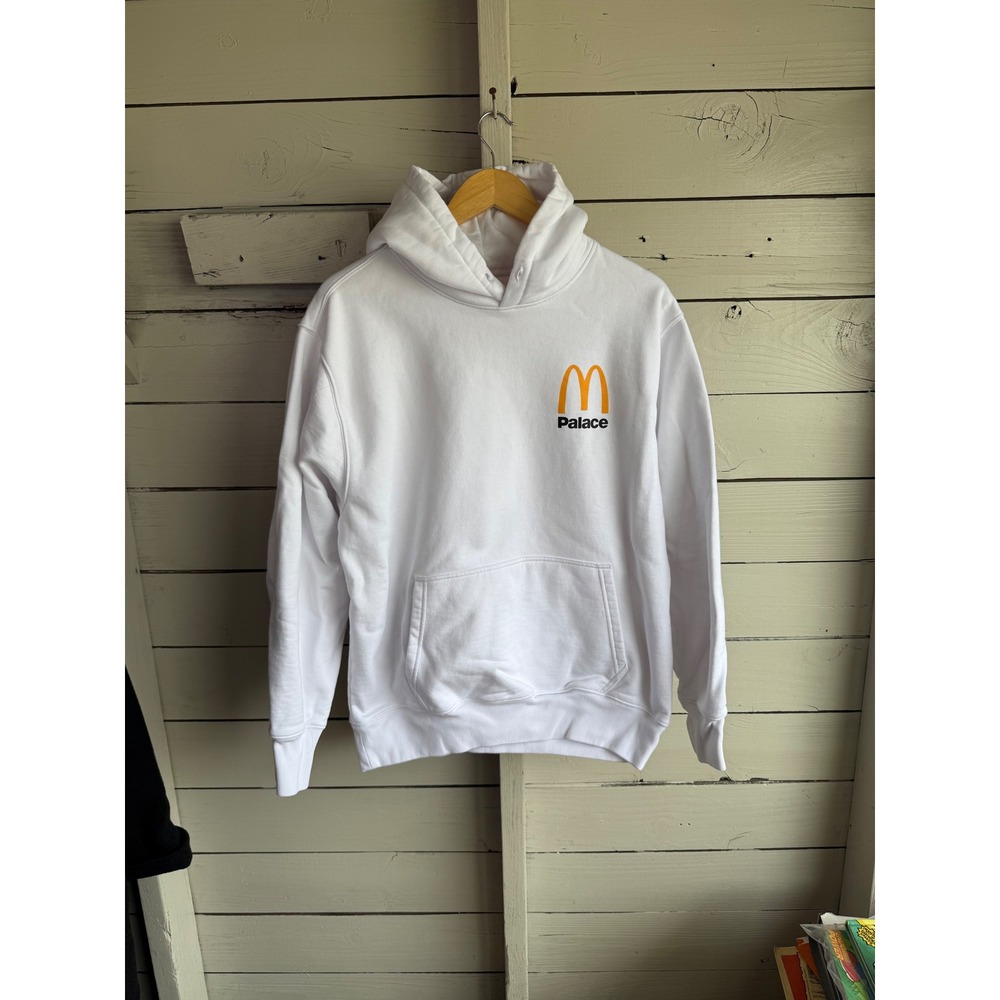 Palace McDonald's Hoodie White Golden Arches Logo Streetwear 2023 Collab Mens